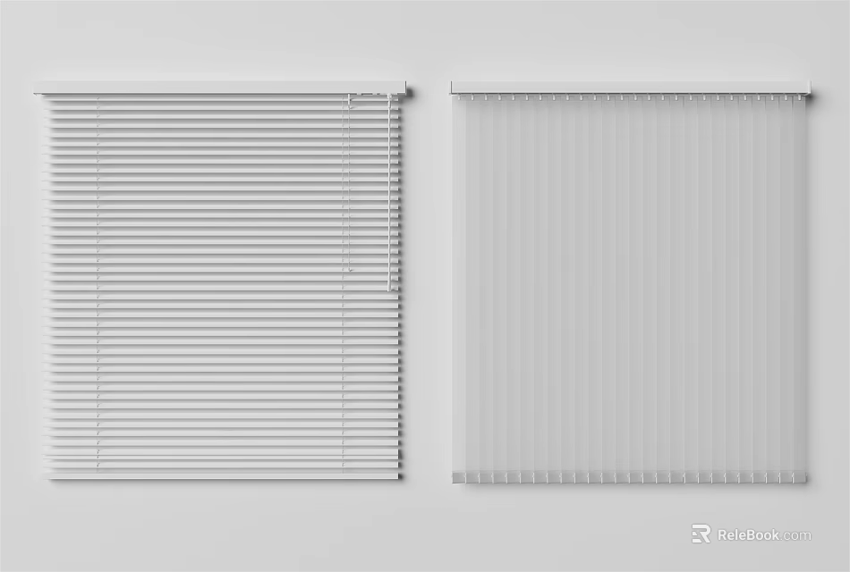 Modern Window Blinds In Two Styles With Adjustable Slats And Light Control 3d model