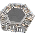 Public Office Space Open Layout With Multiple Workstations Meeting Areas And Central Functional Zone