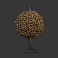 Unique Brown Beige Textured Decorative Ornament Set With Spherical Body Pointed Top And Square Base