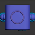 Cheerful Blue Cartoon Robot Character With Antenna Smiling Face And Buttons