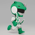 Black White And Green Hero Action Dolls With Warrior Helmet Sword And Armor 3d model