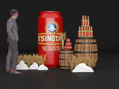 Idyllic Beer Festival Wine Barrel Tsingtao Beer Heap Head Mei Chen Sketch 3d model