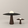 Modern Minimalist Decorative Lamps with Mushroom Shape Dark Brown Base and White Light