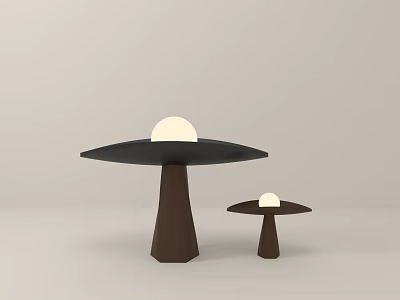 Modern Minimalist Decorative Lamps with Mushroom Shape Dark Brown Base and White Light 3d model
