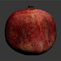 Fresh Whole Red Pomegranate With Shiny Surface And Texture On Dark Background