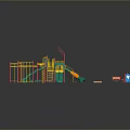 Colorful Outdoor Playground Structure With Slides Climbing Frames And Sand Area