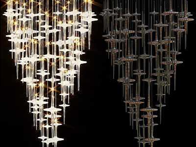 Modern Crystal Chandeliers With Layered Design And Illuminated Details For Elegant Interiors 3d model