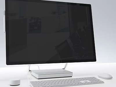 Modern Sleek All in One PC Desktop With Large Monitor Keyboard And Mouse Setup 3d model