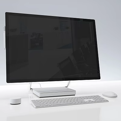 Modern Sleek All in One PC Desktop With Large Monitor Keyboard And Mouse Setup 3d model
