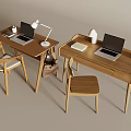 Antique Desk and Chair Combination Computer Desk Lamp Reading Lamp Drawer Desk Armchair 3d model