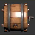Wooden Barrel With Metal Hoops Spigot And Stand Vintage Decorative Design