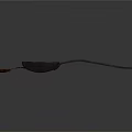 Black Metal Long Handle Spoon With Round Head Small Part And Textured Surface