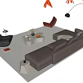 Modern Brown Sofa Coffee Table Set With Side Chair Floor Lamp And Decorative Rug