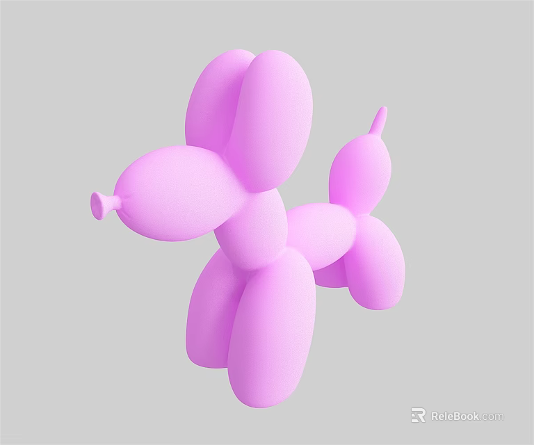 Cute Pink Balloon Dog Shaped Decorative Toy As Household Living Item 3d model 