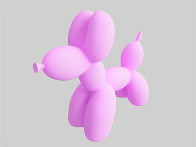 Cute Pink Balloon Dog Shaped Decorative Toy As Household Living Item 3d model