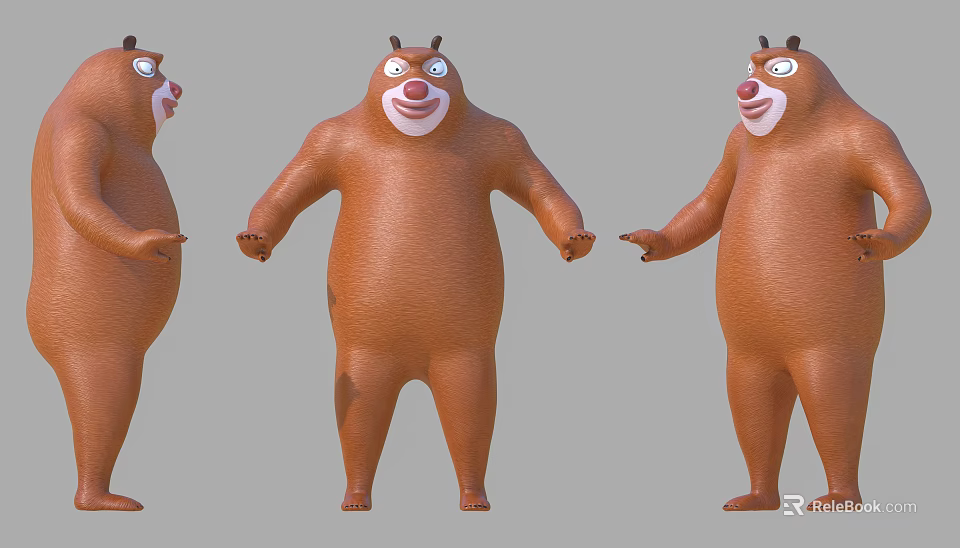 Adorable Brown Stuffed Bear Doll With Three Angles Standing Poses And Expressive Face 3d model 