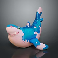 Cute Shark Toy Figure With Blue Pink Color And Smiling Design