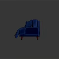 Blue Velvet Two Seater Sofa With Patterned Pillow Throw Blanket And Red Legs