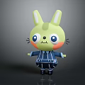 Cute Yellow Rabbit Like Game Character With White Ears Blue Eyes And Blue Coat