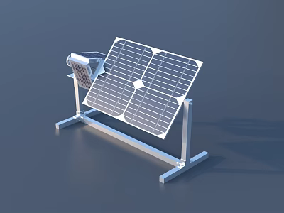 Solar Panel Power System With Sturdy Metal Stand And Adjustable Structure 3d model