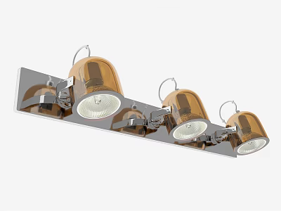 Modern Downlights and Spotlights with Brown Glass Shades and Metal Linear Fixture 3d model
