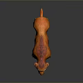 Saber-toothed Tiger 3D Model With Orange Red Long Saber Teeth Standing On Dark Background