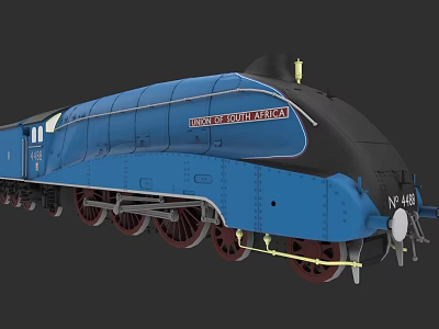 Blue Vintage Steam Locomotive With Digital Locomotive Lettering And N 448 Number 3d model