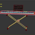 Red Electronic Musical Keyboard on Metal Stand with White and Black Keys