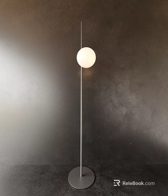 Modern Floor Lamp With White Spherical Lampshade And Dark Wall Background 3d model