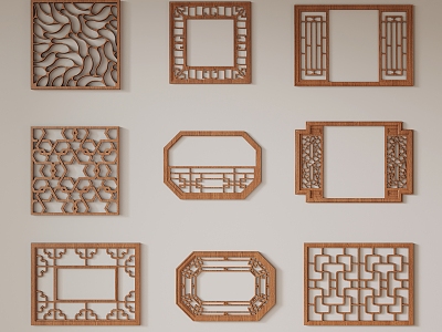 New Chinese-style openwork window grilles 3d model