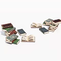 Colorful Stacked And Open Books With Various Sizes And Cover Designs
