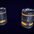 Two Black And Yellow Industrial Equipment Barrels For Industrial Storage Use