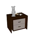 Modern Bedside Table Design With Two Drawers Brown Frame And Beige Fronts