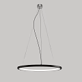 Modern Circular Chandelier With Black Metal Frame And Illuminating Ring Design Structure