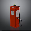 Red Gasoline Pump With 9000 Label And Fuel Nozzle Structure