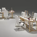 Modern Mall Beauty Salon Store With White Gold Workstations Mirrors And Cosmetics