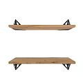 Modern Wooden Wall Shelves With Black Metal Brackets And Floating Design
