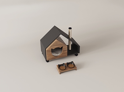 Simple Solid Wood Cat House 3d model