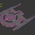 3D Aerospace Model of Cosmic Space Station with Circular Structure Extended Arms and Textured Surface