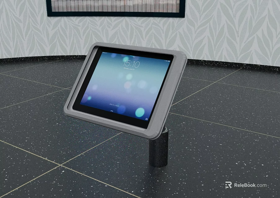 Modern Tablet Computer With Stand Displaying Digital Interface In Indoor Setting 3d model 