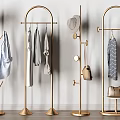 Modern Golden Metal Coat Racks with Hanging Clothes Hats and Bags Storage Design