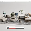 Quiet Sofa Tea Table Combination Sofa Coffee Table 3d model