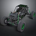 Green Off Road Vehicle With Open Frame Large Tires And Suspension System