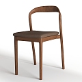 Walnut Color Solid Wood Dining Chair Home Study Backrest Chair Modern Simple Wooden Chair 3d model