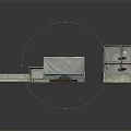 Rusted Metal Scene Components With Various Boxes Lids And Trailer For Industrial Design