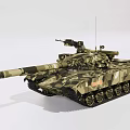 Military Camouflage Tank With Turret Long Barrel Tracks And Antenna
