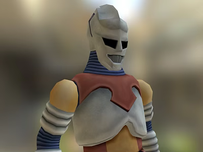 Futuristic Sci Fi Robot Character With Silver Head Red Armor And Blue Arm Bands 3d model
