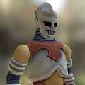 Futuristic Sci Fi Robot Character With Silver Head Red Armor And Blue Arm Bands