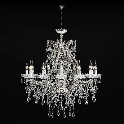 Luxurious Classic Crystal Chandelier With Candle Style Arms And Pendant Crystals 3d model