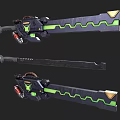 Futuristic Sci Fi Weapon With Black Green Design And Glowing Geometric Patterns
